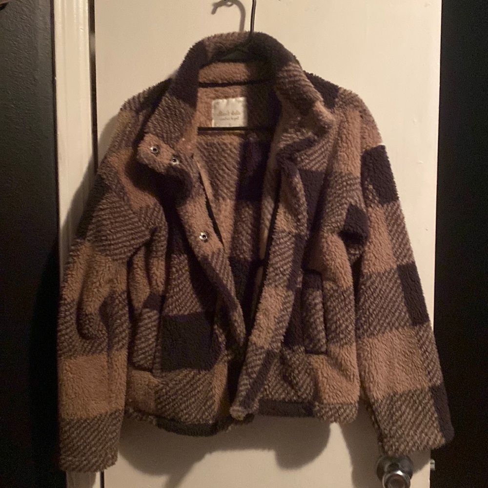 plaid fluffy jacket